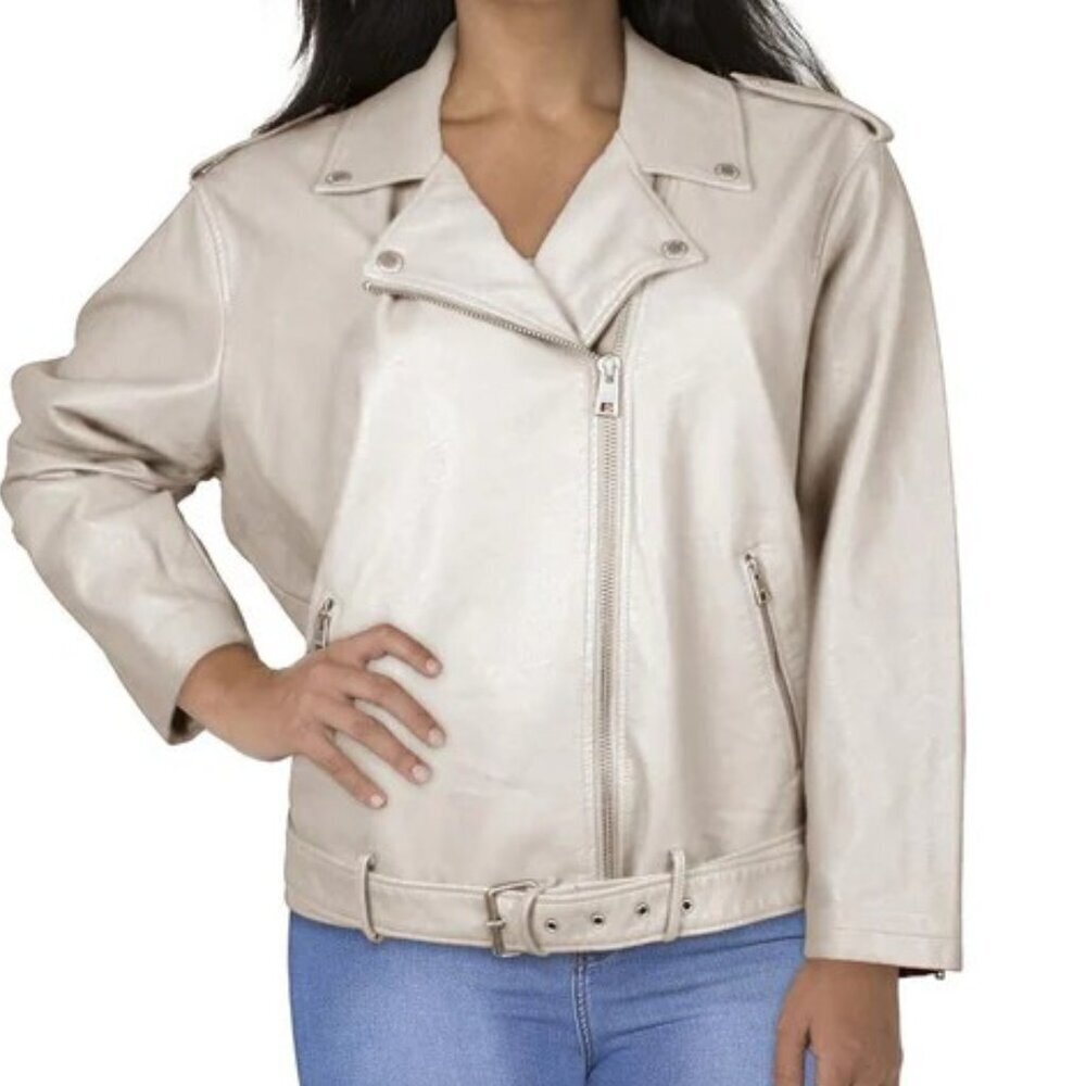 Levi Strauss & Co. Plus Faux Leather Belted Motorcycle Jacket